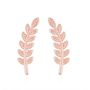 Joboly Trendy blad veer leaf oorbellen langs je oorlijn kort - Dames - Roségoudkleurig