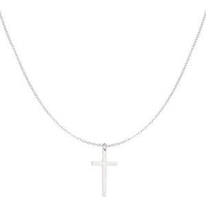 Ketting -cross charm - zilver