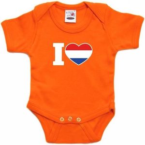 Oranje rompertje I love Holland baby - oranje babykleding 92