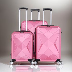 Travelsuitcase - Koffer Diamond - Reiskoffer met cijferslot en op wielen - ABS - Roze - Maat L ca 65x42x27 cm