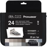 Winsor & Newton Promarker Black and Greys Etui 24 stuks