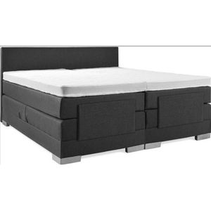Sweet Sleep Elektrische Boxspring - (160x210) - Incl. Glad hoofdbord - Antraciet met plint