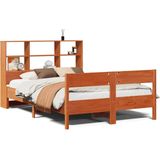 vidaXL - Bed - met - boekenkast - zonder - matras - grenenhout - wasbruin - 120x200 - cm