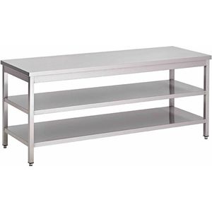 Gastro-Inox RVS Werktafel Met Dubbel Onderblad, 700(l)x700(d)x850(h)mm, Gastro-Inox 301.301