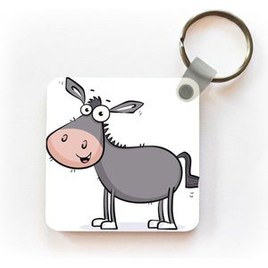 Sleutelhanger - Uitdeelcadeautjes - Een illustratie van een grijze ezel - Plastic