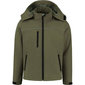 JS Softshell Jas met capuchon - Army - Maat XS - SS100