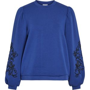 Vila Trui Visif O-neck L/s Emb Sweat/r 14100563 Mazarine Blue Dames Maat - M