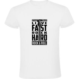Stay true Rock hard Heren T-shirt | rock and roll | zang | rockmuziek | basgitaar | elektrische gitaar | drums