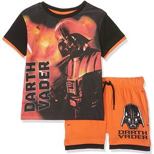 Star Wars - 2-delige Shortama-set - Darth Vader - Oranje / Zwart - 104 cm - 4 jaar