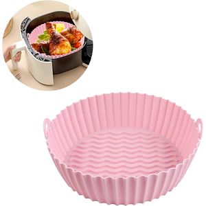 Premium Ronde Siliconen Bakplaat voor AirFryers Roze (20cm) – AirFryer Accesoires – AirFryer Bakjes Siliconen – AirFryer Siliconen Bakje – AirFryer Bakpapier Siliconen – AirFryer Bakpapier XXL – AirFryer Bakje – AirFryer Bakvorm Siliconen