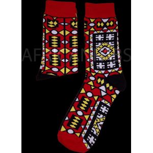 Afrikaanse sokken / Afro sokken / Samakaka sokken - Rood - Afrika print kousen / Vrolijke sokken