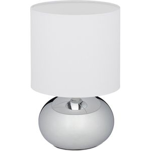 Relaxdays tafellamp touch - nachtlamp - modern - dimbaar - E14 - schemerlamp - touch lamp - zilver
