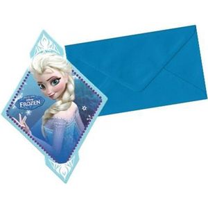 Frozen ruitvormige uitnodigingen met Elsa inclusief enveloppen (6 stuks)
