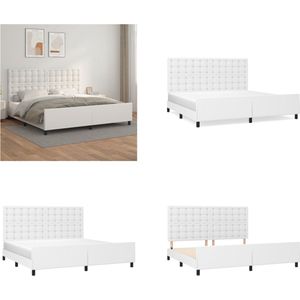 vidaXL Bedframe met hoofdbord kunstleer wit 200x200 cm - Bedframe Met Hoofdbord - Bedframes Met Hoofdborden - Bedframe - Bed