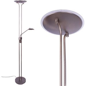 Minimalistische led vloerlamp Empoli | 2 lichts | brons / bruin | glas / metaal | met verstelbaar lees gedeelte | Ø 30 cm | 180 cm hoog | staande lamp / vloerlamp | modern / sfeervol design