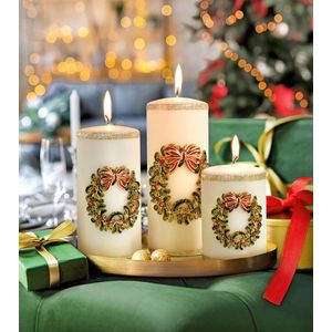 Marsel Candles-Rustieke Kaars-Stompkaarsen-Decoratieve Huis Kaarsen-Cream-Set-3 Stuk