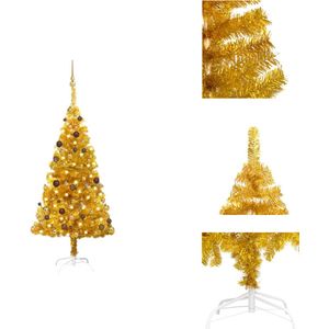 vidaXL Kunstkerstboom Deluxe - Goud - 150 cm - Met LED-verlichting - Decoratieve kerstboom