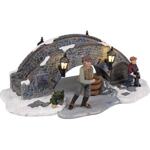 Luville Kerstdorp Miniatuur Schaatsen bij de Brug - L19 x B11,5 x H6,5 cm