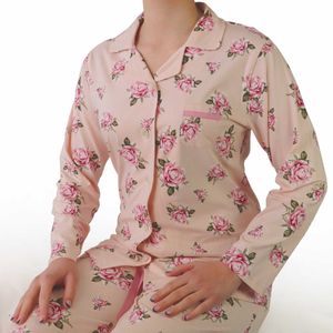 Tenderness Dames Pyjama - Doorknoop - Lange Mouwen - Roze - Maat 3XL