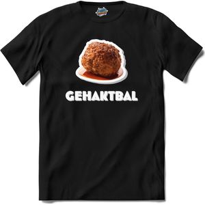 Gehaktbal - grappig verjaardag kleding cadeau - eten teksten - T-Shirt - Heren - Zwart - Maat M