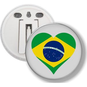 Button Met Clip - Hart Vlag Brazilië