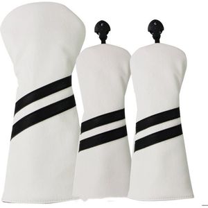 Golf Club Headcover Double-Stripe Wit- Headcovers-Golf Spullen- Driver, Hybride, Fairway wood