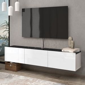 Stone TV Meubel - Wit & Zwart Marmer - 160cm