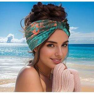 LaGloss® Turquoise Retro Bandana - Haarband - Comfortabel en Antislip - Haar Accessoire - Blauw - Groen - One Size %%