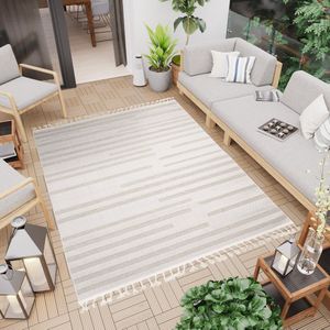 Tapiso Timber Vloerkleed Outdoor Indoor Beige Tapijt voor Buiten Maat- 80x150