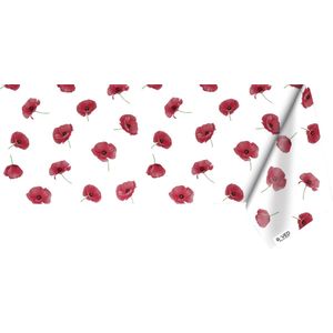 Raved Tafelzeil Klaprozen  140 cm x  140 cm - Rood - PVC - Afwasbaar