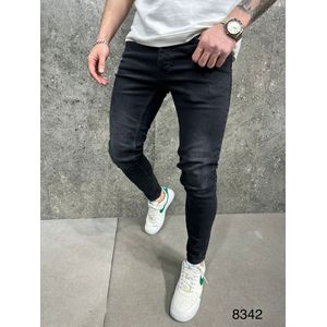 Mannen Stretchy Ripped Skinny Jeans Vernietigd Hole Slim Fit Denim Hoge Kwaliteit Jeans-W34