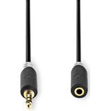 Nedis Stereo-Audiokabel - 3,5 mm Male - 3,5 mm Female - Verguld - 1.00 m - Rond - Antraciet - Doos