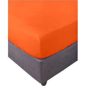Hoeslaken, elastisch, zacht en comfortabel, katoen, 50% polyester, oranje, 150 x 200 cm