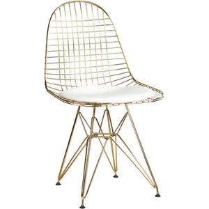 DKR stijl draadstoel Goud/wit - Wire Chair - DKR stijl stoel