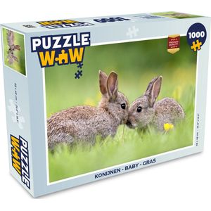 Puzzel Konijnen - Baby - Gras - Legpuzzel - Puzzel 1000 stukjes volwassenen