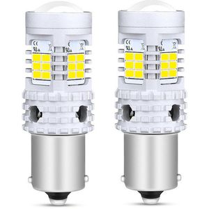 TLVX BA15S P21W 1156 LED Autolampen (2 Stuks) – High Power – 6000K Wit Licht – Lens - Canbus - Storingsvrij – Achteruitrijverlichting – Achterlicht – Reserve Light – Remlicht - Felle LED – Dagrijverlichting DRL – Achterlampen – 12V
