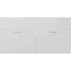 vidaXL Wastafelkast En Wastafel - Wastafelkasten En Wastafels - Wastafel - Wastafels - Wastafelkast met ingebouwde wastafel bewerkt hout hoogglans wit