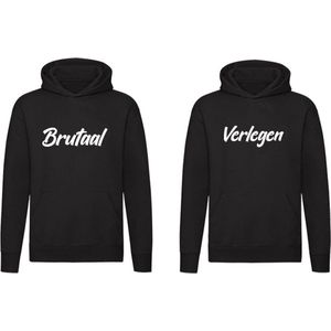 Brutaal - Verlegen 2 Hoodies | Twee truien | Braaf | Stout | Boos | Kinderen | Relatie | Vriend | Vriendin | Trui | Hoodie