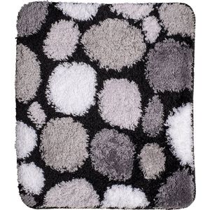 Badmat zwart-grijs-wit stenen 60x90cm-Antislip onderkant