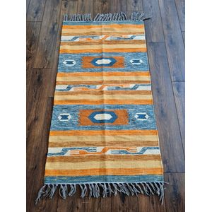Handgemaakt Kelim vloerkleed 90 cm x 160 cm - Klassieke Wol tapijt Kilim Uit Egypte - Handgeweven Loper tapijt - Woonkamer tapijt -  Oosterse Vloerkleed