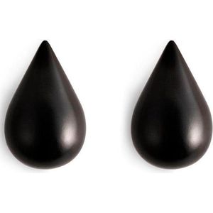 Normann Copenhagen Dropit wandhaak - hout - klein 2 stuks - zwart