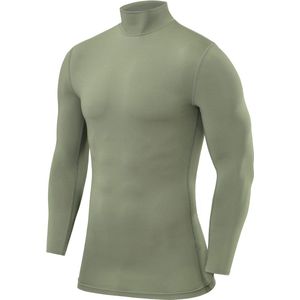 PowerLayer thermoshirt heren lange mouw - Compressie shirt met opstaande kraag - Sportshirt voor voetbal of hardlopen - Basislaag fietsshirt heren - Lichtgroen, 6-8 Jaar