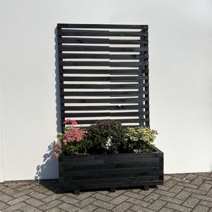 AMISHOUT - Plantenbak met klimrek 100x40x36 (176) cm - zwart | bloembak buiten