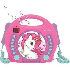 Karaoke set - Karaoke machine Draagbare Eenhoorn CD-speler met microfoons en hoofdtelefoonaansluiting - Roze