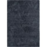 Vercai Rugs Jay Collectie - Hoogpolig Vloerkleed - Microfiber Tapijt voor Woonkamer - Microfiber Polyester - Blauw - 70x140 cm