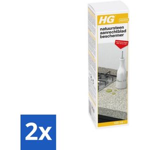 HG - Natuursteen Aanrechtbladbeschermer - Beschermt Tegen Olie, Vet & Vuil - Inclusief doek - 100 ml - Voordeelverpakking - 2 stuks