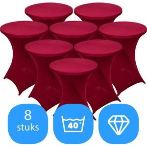 Statafelrok Burgundy x 8 – ∅80-85 x 110 cm – Stretch 8 stuks – Tafelrok voor Statafel – Geschikt voor Horeca Evenementen | Sta Tafel Hoes | Staantafelhoes | Cocktailparty | Trouwerij