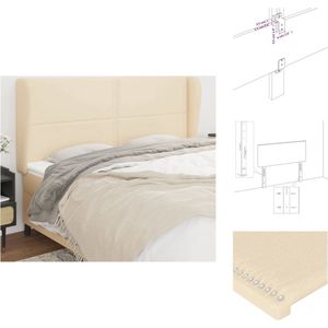vidaXL Hoofdbord Crème Stof - Verstelbare Hoogte - Duurzaam Materiaal - Stevige Poten - Comfortabele Ondersteuning - Bedonderdeel