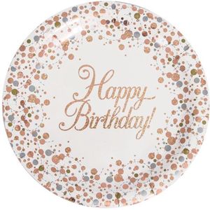 Oaktree - Borden Happy Birthday Rose Gold 8 stuks 23cm