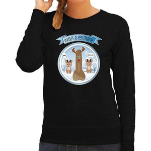 Bellatio Decorations foute kersttrui/sweater dames - Rudolf - zwart - piemel/penis M